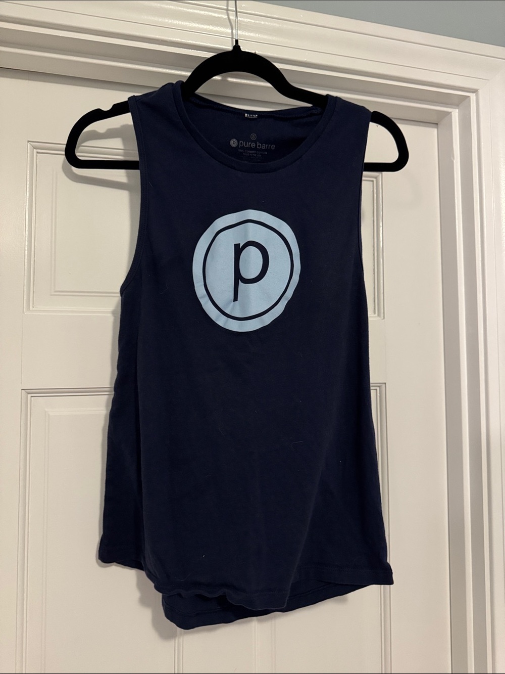 Pure Barre Navy Muscle Tank with Light Blue Logo